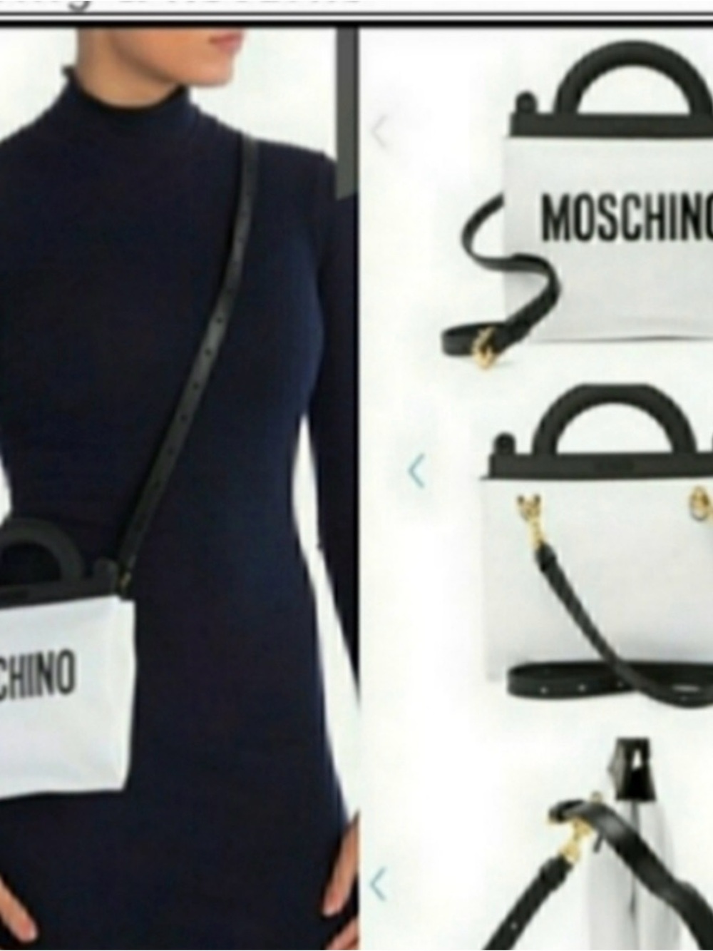 Authentic Moschino top handle mini shopper crossbody belt bag, or tote white - Picture 5 of 7